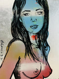 DAVID BROMLEY Nude "Mallory" Polymer & Silver Leaf on Canvas 120cm x 90cm0