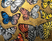 DAVID BROMLEY "Butterflies" Polymer & Gold Leaf on Canvas 122cm x 152cm