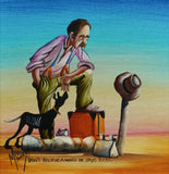 MAX MANNIX "Don't Believe a Word"... Original Oil on Canvas Painting 14cm x 14cm0