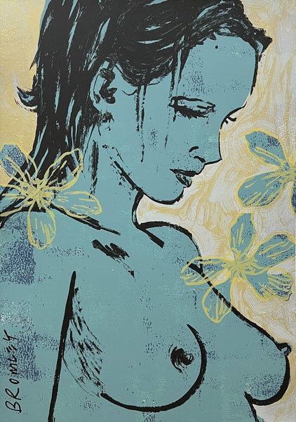 DAVID BROMLEY Nude "Romy" Signed, Limited Edition Screenprint, 111cm x 77cm