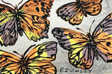 DAVID BROMLEY "Butterflies" Polymer & Silver Leaf Painting on Canvas 60cm x 90cm0