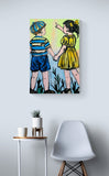 DAVID BROMLEY "Holding Hands" Original Polymer Painting on Canvas 90cm x 60cm3