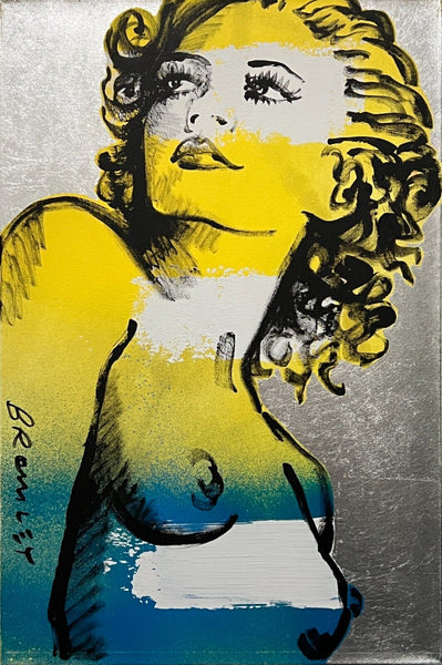 DAVID BROMLEY Nude "Hillary" Polymer and Silver Leaf on Canvas 90cm x 60cm