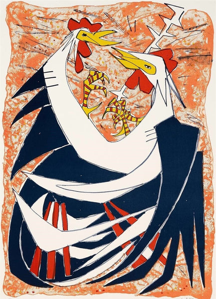 FRED CRESS "Fighting Cocks" Limited Edition Lithograph 89cm x 63cm