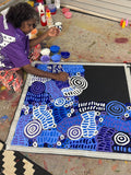 DORA MBITJANA "Awelye & Bush Melon" Signed Acrylic on Canvas 92.5cm x 95cm3