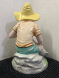 DAVID BROMLEY Children Series "Boy and Duck" Hand Painted Resin Sculpture 66cm2