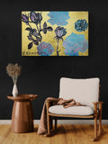 DAVID BROMLEY "Floral Beauty" Polymer & Gold Leaf Painting on Canvas 60cm x 90cm3