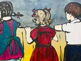 DAVID BROMLEY Children Series "Over The Fence" Polymer on Canvas 114cm x 146cm2