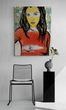 DAVID BROMLEY "Ally" Polymer & Silver Leaf Painting on Canvas 120cm x 90cm3