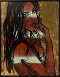DAVID BROMLEY Nude "Katie Mac" Polymer & Gold Leaf on Canvas 115.5cm x 90cm0