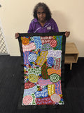 DORA MBITJANA "Awelye & Bush Melon" Signed Acrylic on Canvas 113cm x 62.5cm5