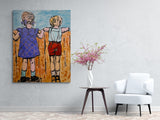 DAVID BROMLEY Children Series "Over The Fence" Polymer on Canvas 150cm x 120cm3
