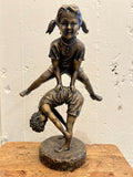 DAVID BROMLEY "Leapfrog (Girl)" Hand Signed, Cast Bronze Sculpture on Base0