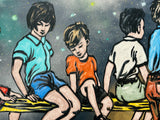 DAVID BROMLEY Children Series "On The Fence" Polymer on Canvas 90cm x 120cm1