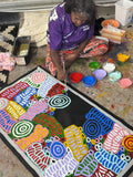 DORA MBITJANA "Awelye & Bush Melon" Signed Acrylic on Canvas 113cm x 62.5cm1