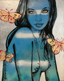 DAVID BROMLEY "Rosie" Original Polymer & Silver Leaf on Canvas 150cm x 120cm