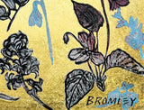 DAVID BROMLEY "Flowers" Polymer & Gold Leaf Painting on Canvas 60cm x 90cm1