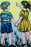 DAVID BROMLEY "Holding Hands" Original Polymer Painting on Canvas 90cm x 60cm0