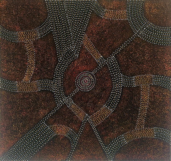 ROSEANNE MORTON PETYARRE "Bush Seeds" Signed Acrylic on Canvas 85cm x 92cm