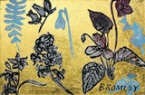 DAVID BROMLEY "Flowers" Polymer & Gold Leaf Painting on Canvas 60cm x 90cm0