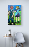 DAVID BROMLEY "Over The Fence" Original Polymer Painting on Canvas 90cm x 60cm3