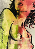 DAVID BROMLEY Nude "Hillary" Polymer and Silver Leaf on Canvas 90cm x 60cm2