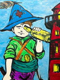 DAVID BROMLEY Children Series "Ahoy There" Polymer on Canvas 120cm x 90cm2