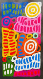 DORA MBITJANA "Awelye & Bush Melon" Signed Acrylic on Canvas 44cm x 23cm0