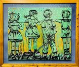 DAVID BROMLEY "Over The Fence" Original Polymer Painting on Canvas 53cm x 65cm0