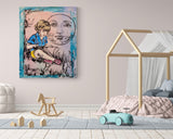 DAVID BROMLEY Children Series "Man In The Moon" Polymer on Canvas 150cm x 120cm1