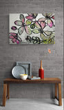 DAVID BROMLEY "Magnolias" Polymer & Silver Leaf Painting on Canvas 60cm x 90cm3