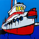 JASPER KNIGHT "Four Windows" Enamel on Perspex Painting 60cm x 60cm