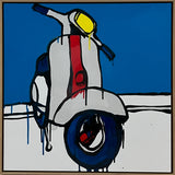 JASPER KNIGHT "Red & Grey Piaggio" Enamel on Aluminium Painting 60cm x 60cm