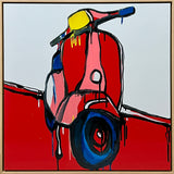 JASPER KNIGHT "Pink and Red 150" Enamel on Aluminium Painting 60cm x 60cm