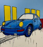 JASPER KNIGHT "911 With Yellow Windows" Original, Enamel on Canvas Painting 150cm x 140cm