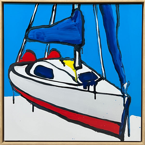 JASPER KNIGHT "Blue Sails Study" Enamel on Aluminium Painting 60cm x 60cm