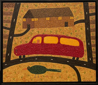 DEAN BOWEN "Farmer Watching Bird" Original Oil On Linen Painting 46cm x 53.5cm
