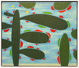 DEAN BOWEN "Cactus With Wondering Ladybirds" Original Oil On Linen Painting 45.5cm x 53.5cm