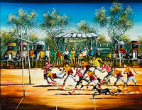 MAX MANNIX "A Try Saving Tackle" Original Oil On Board Painting 35cm x 44.5cm