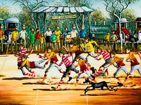MAX MANNIX "A Try Saving Tackle" Original Oil On Board Painting 35cm x 44.5cm