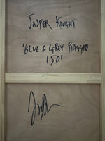 JASPER KNIGHT "Blue & Grey Piaggio 150" Enamel & Mixed Media on Board Painting 122cm x 75cm