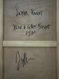 JASPER KNIGHT "Blue & Grey Piaggio 150" Enamel & Mixed Media on Board Painting 122cm x 75cm