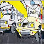 JASPER KNIGHT "Jingle Car Park" Enamel on Linen Painting 182cm x 182cm + Frame