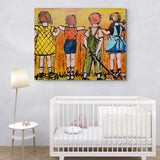 DAVID BROMLEY Children Series "Over The Fence" Polymer on Canvas 114cm x 146cm