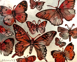 DAVID BROMLEY "Butterflies" Polymer and Silver Leaf on Canvas 120cm x 150cm