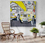 JASPER KNIGHT "Jingle Car Park" Enamel on Linen Painting 182cm x 182cm + Frame