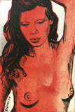 DAVID BROMLEY Nude "Laura" Polymer and Silver Leaf on Canvas 90cm x 60cm