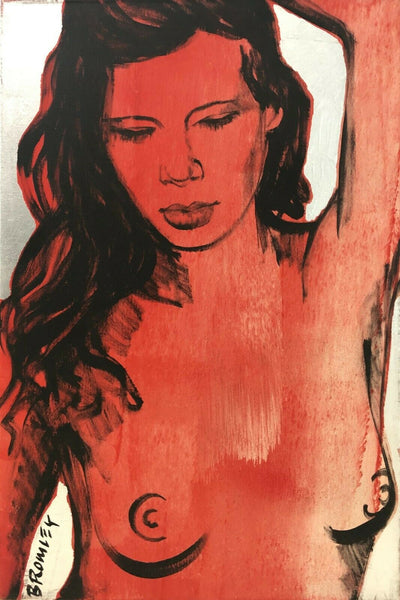 DAVID BROMLEY Nude "Laura" Polymer and Silver Leaf on Canvas 90cm x 60cm