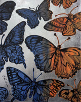 DAVID BROMLEY "Butterflies" Polymer & Silver Leaf on Canvas 150cm x 120cm