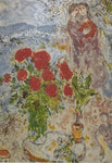 MARC CHAGALL "Red Bouquet and Lovers" Limited Edition Colour Lithograph